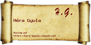 Héra Gyula névjegykártya